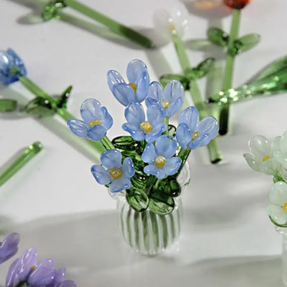 Handcrafted Mini Glass Artificial Flower Ornaments