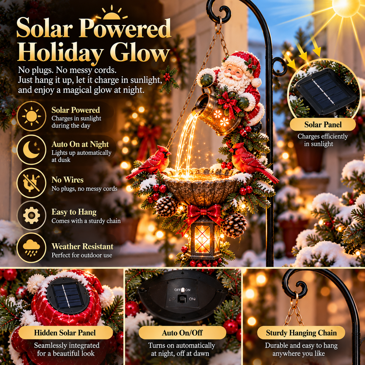 🔥Last Day 50% OFF-🎄 Santa’s Magical Light Pour – Cardinal Christmas Hanging Garden Lantern