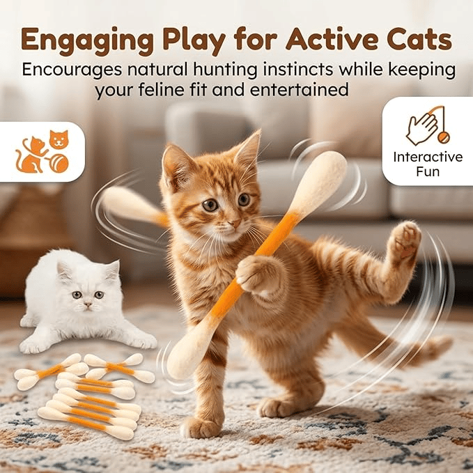 Cotton Swabs Cat Toys with Catnip🐱✨