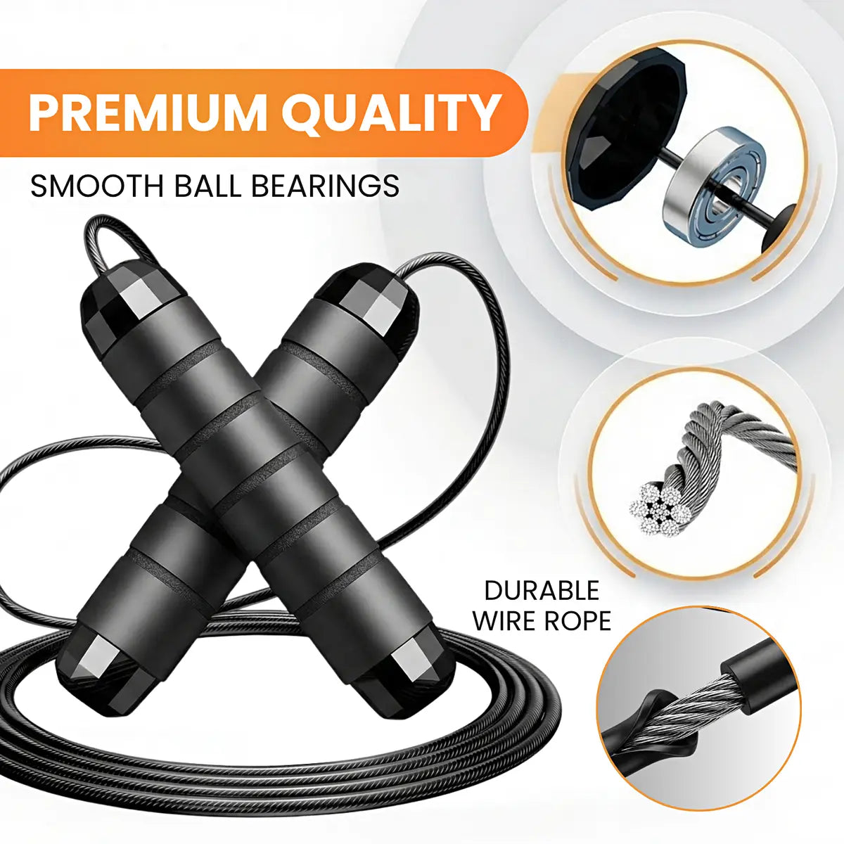Weighted Speed Jump Rope – Adjustable Steel Cable with Ball Bearings for Fitness & Cardio
