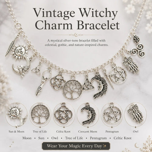 Vintage Witchy Charm Bracelet | Celestial Gothic Boho Jewelry for Women