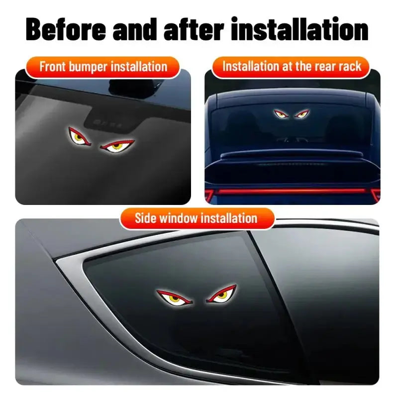 Car Rear Window Dynamic LED Display – Vampire Devil Eye Emoji Panel, Auto Decorative Light tiktokshopspringglowup