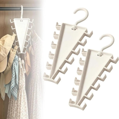 V Shaped Double-Sided Closet Organizer Hanger, 360° Rotatable Space Saving Clothes Hanger Organizer, Multi-Layer Vertical Storage Rack with 12 Hooks for Shirts, Jackets, Pants