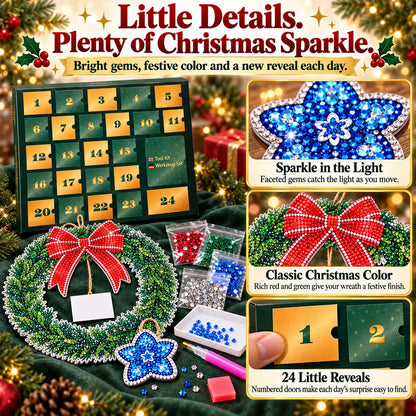 💎🎄 Beginner-Friendly 24-Day Diamond Art Wreath Advent Calendar – Craft Your Christmas Countdown