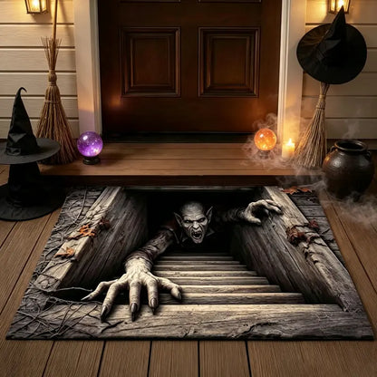 Festive 3D Visual Skull & Clown Horror Rug