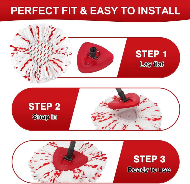 Spin Mop Heads Replacements with Scrubbing Pad Refills