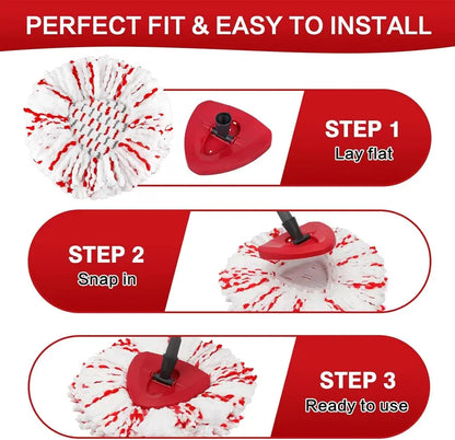 Spin Mop Heads Replacements with Scrubbing Pad Refills