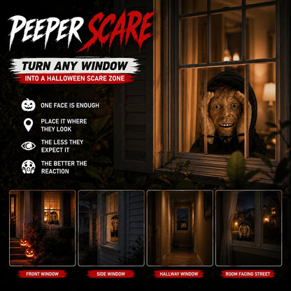 👀 Creepy Peeking Head Halloween Window Decor