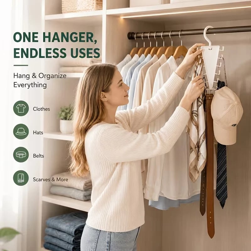 🔥 50% OFF 360° Rotating 12-Hook Organizer Hanger – Closet Space Saver