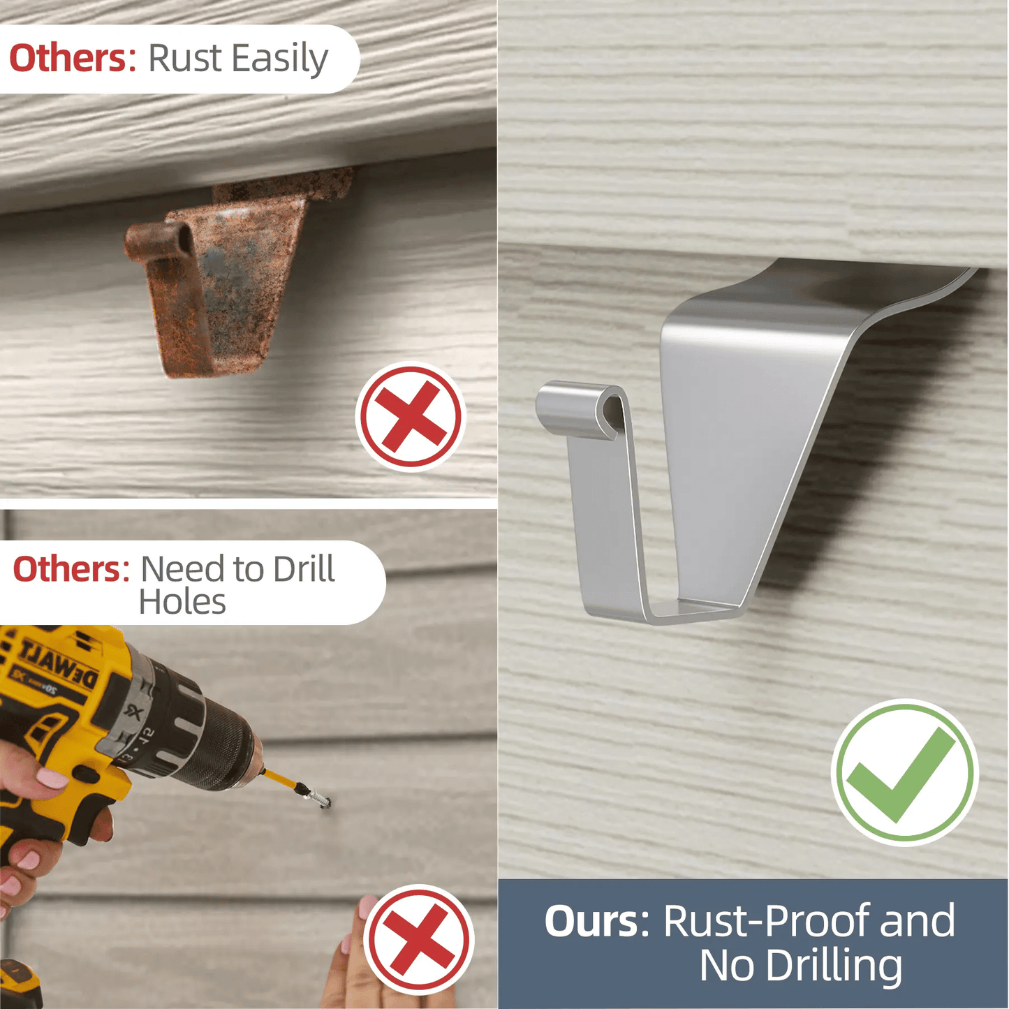 Premium Stainless Steel Siding Hooks: Easy No-Hole Decorating