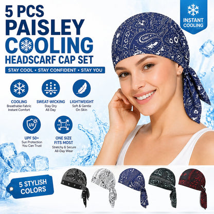 🌸 Paisley Cooling Headscarf Cap Set – Stay Cool & Chic All Summer! ☀️😎