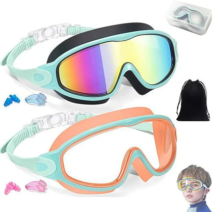 MARISUN Kids Swim Goggles 2-Pack | Ages 3-15 | Anti-Fog UV Protection | HD Clear Vision