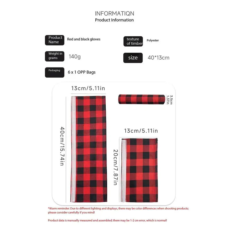 Plush Christmas Refrigerator Door Handle Covers - Red and Black Plaid Wraps🎄