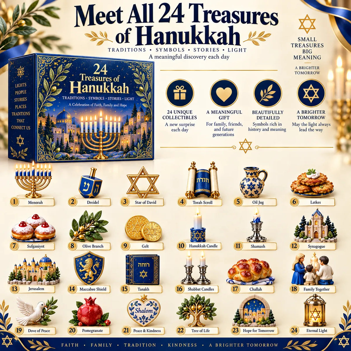 24 Treasures of Hanukkah – Traditions, Symbols & Light Countdown Calendar