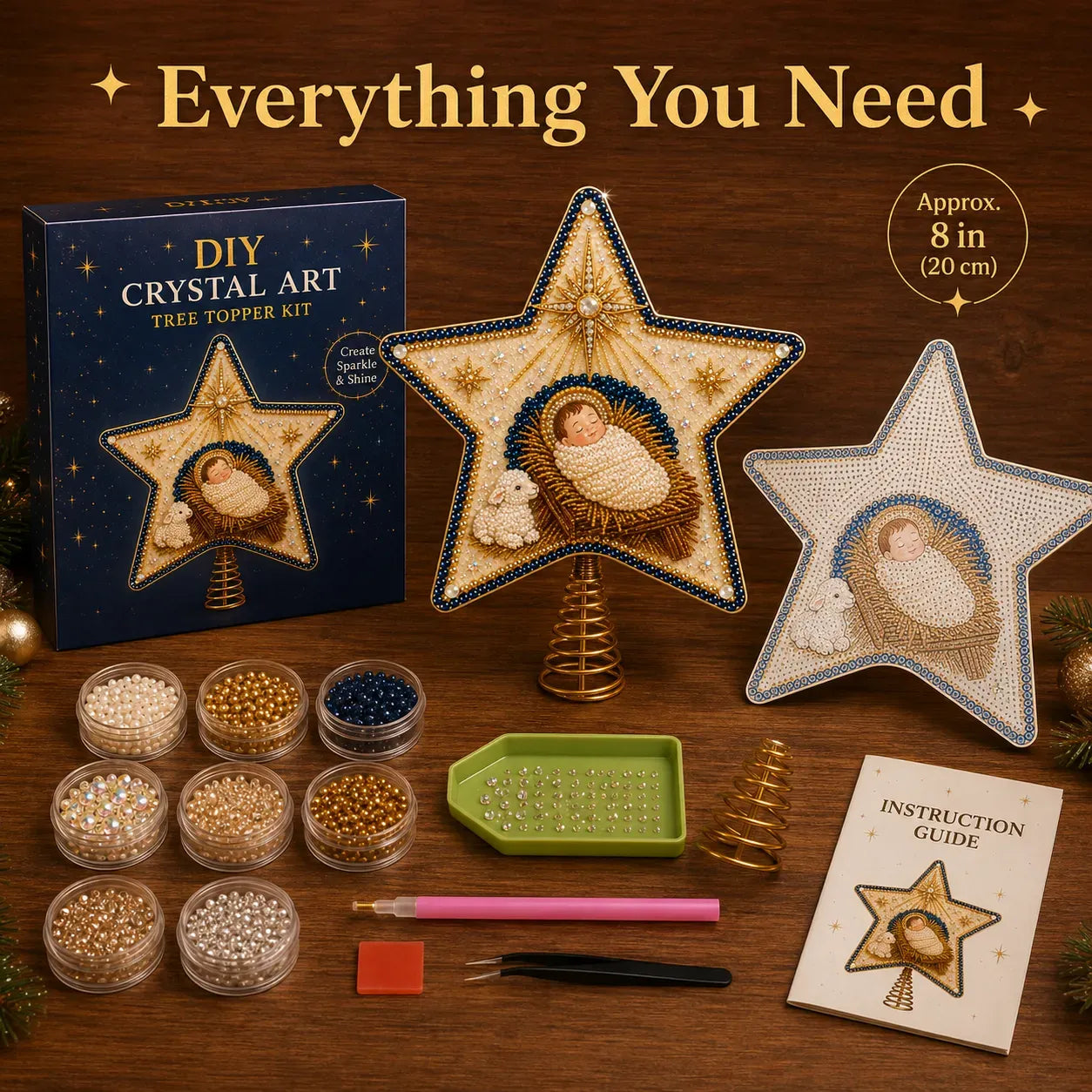 ✝️ Christian Pearl Diamond Art Christmas Tree Topper DIY Kit