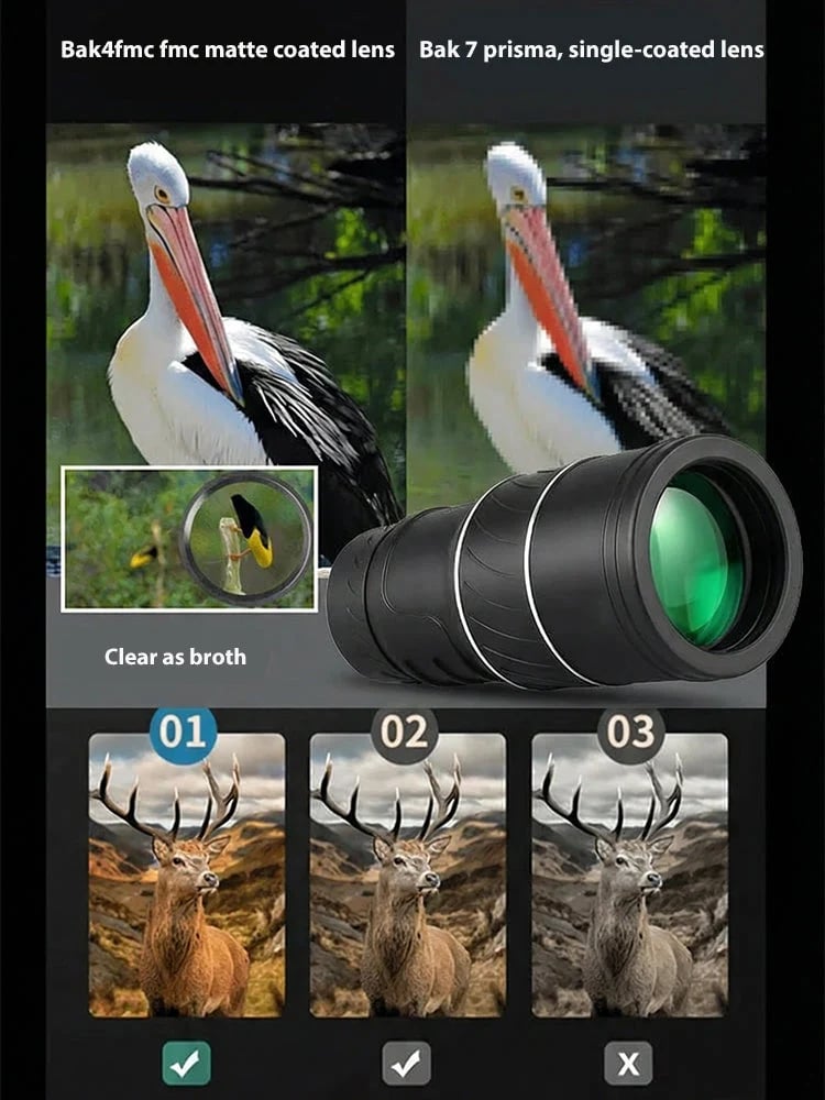 🧭🔭Used by American Mountain Guides! 100x HD Monocular, IPX5 Waterproof & Fog-Proof