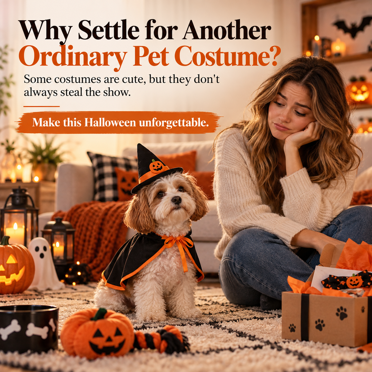 🎃 Spooky Rider™ – Funny Pumpkin Reaper Halloween Dog Costume