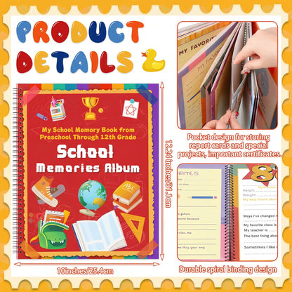 School Memory Book for Kids Preschools to 12th Grade