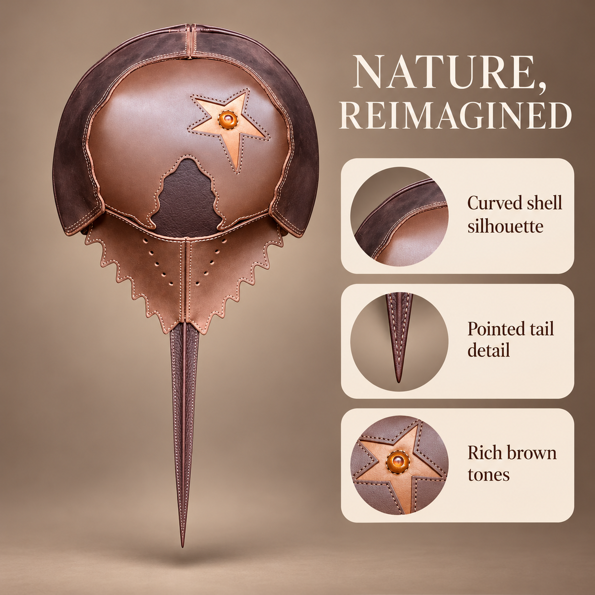Brown horseshoe crab statement hat — design