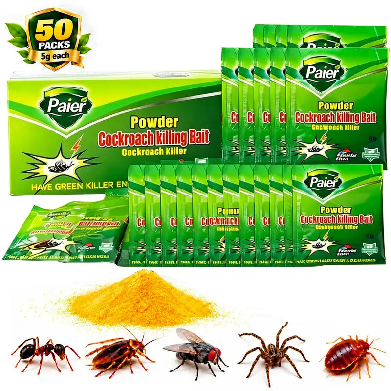 50-Packet High-Efficiency Cockroach Bait Powder