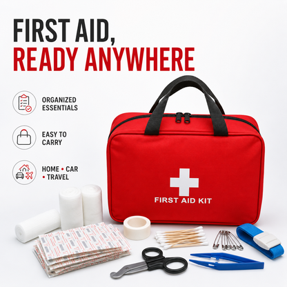 👩‍⚕️330-Piece Waterproof First Aid Kit for Home, Car & Outdoor Emergencies