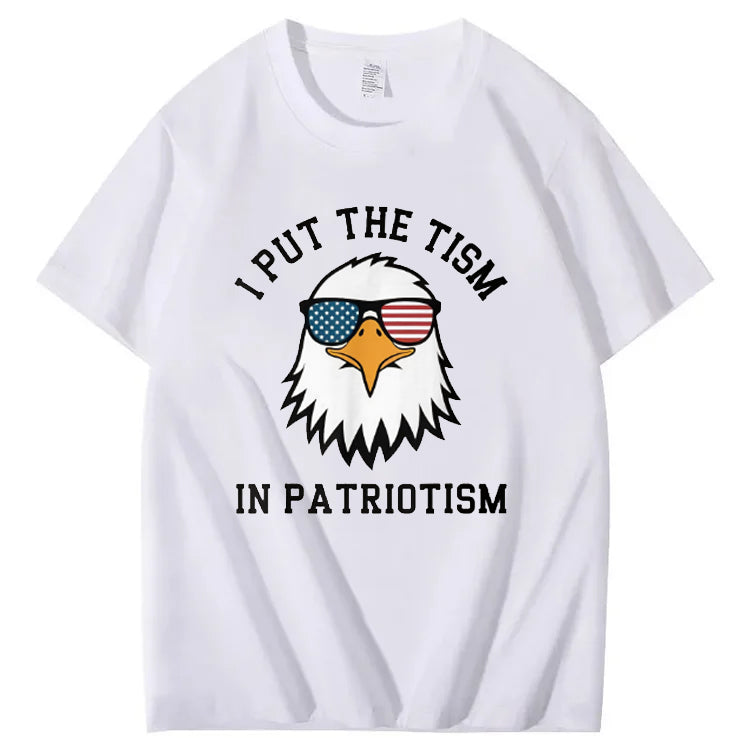 I Put The Tism in Patriotism Athletic Eagle T-Shirt