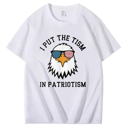 I Put The Tism in Patriotism Athletic Eagle T-Shirt