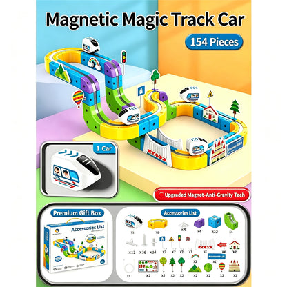 ⏰Electric Train Set 3D Magic Flexible Race Track for Kids 3-8 Years Old, Anti-Gravity STEM Toy