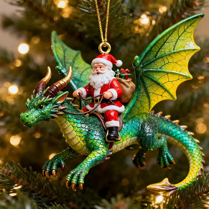 🎅Santa Riding Dragon Christmas Ornaments – 6-Piece Fantasy Collectible Set
