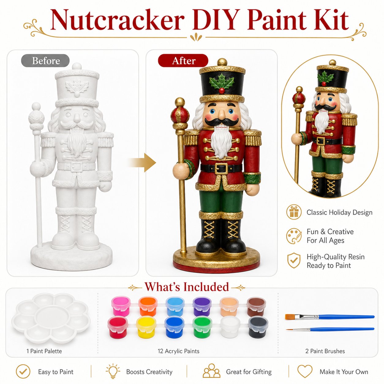 '- 🎨 Beginner-Friendly DIY Christmas Figurine Painting Kit | Create Your Own Festive Holiday Decorations 🎄💕