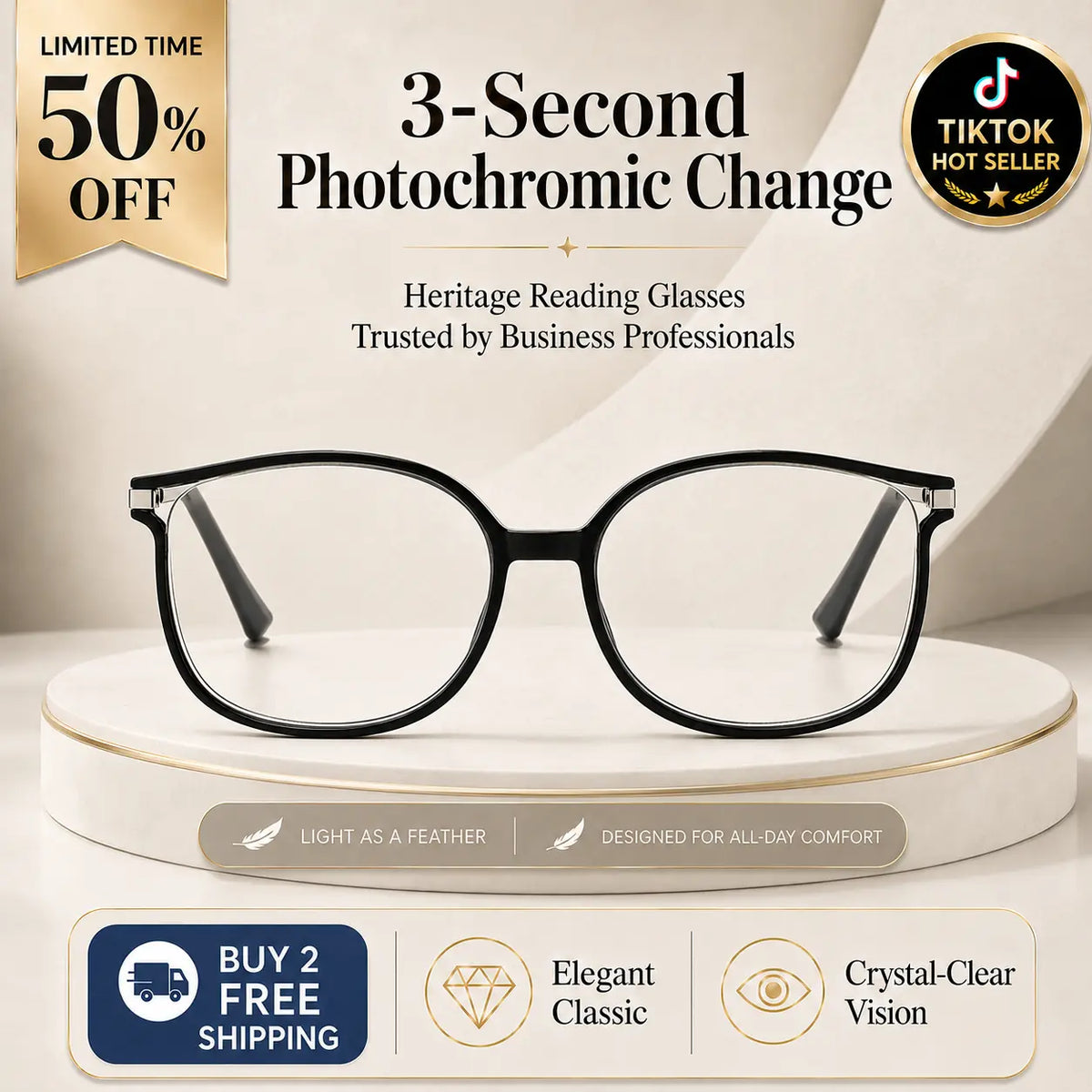 Unisex Daily Wear Semi-Rimless Metal Frame Blue Light Blocking Glasses - Lightweight, Comfortable, Photochromic PC Lenses
