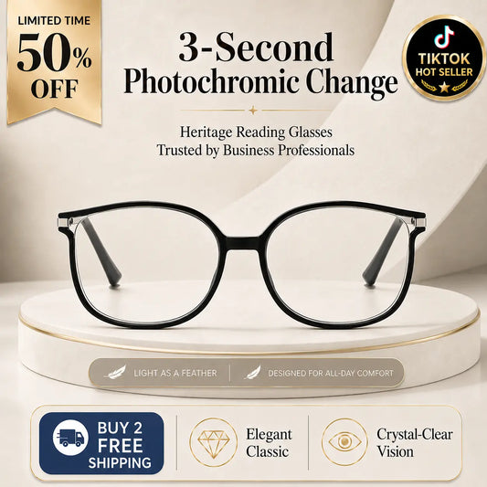 Blue Light Blocking Glasses | Unisex Photochromic Lenses, Lightweight Semi-Rimless Metal Frame