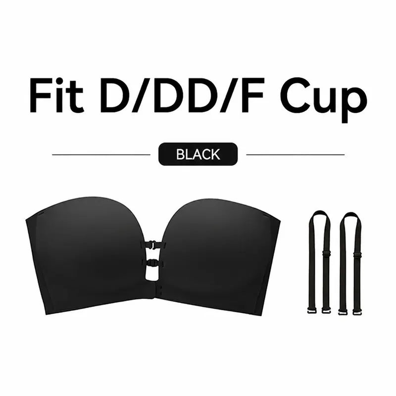 Womens Strapless Front Closure Bra Push Up Lift Bra