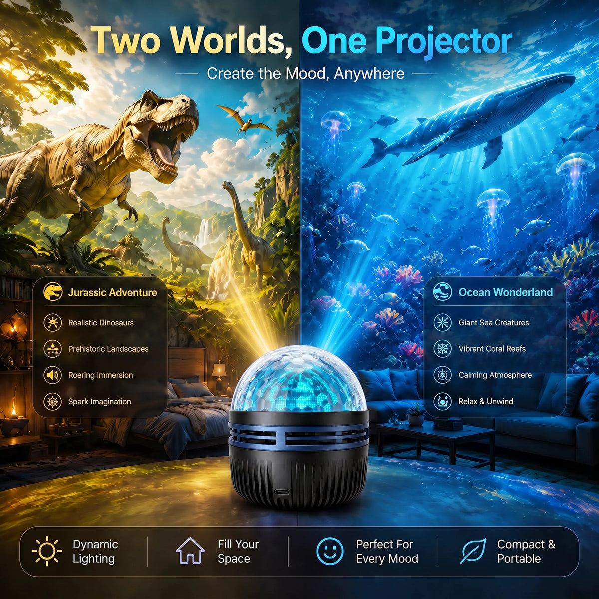 🎉🦖🎁360° Smart Holographic Starry Sky Projector