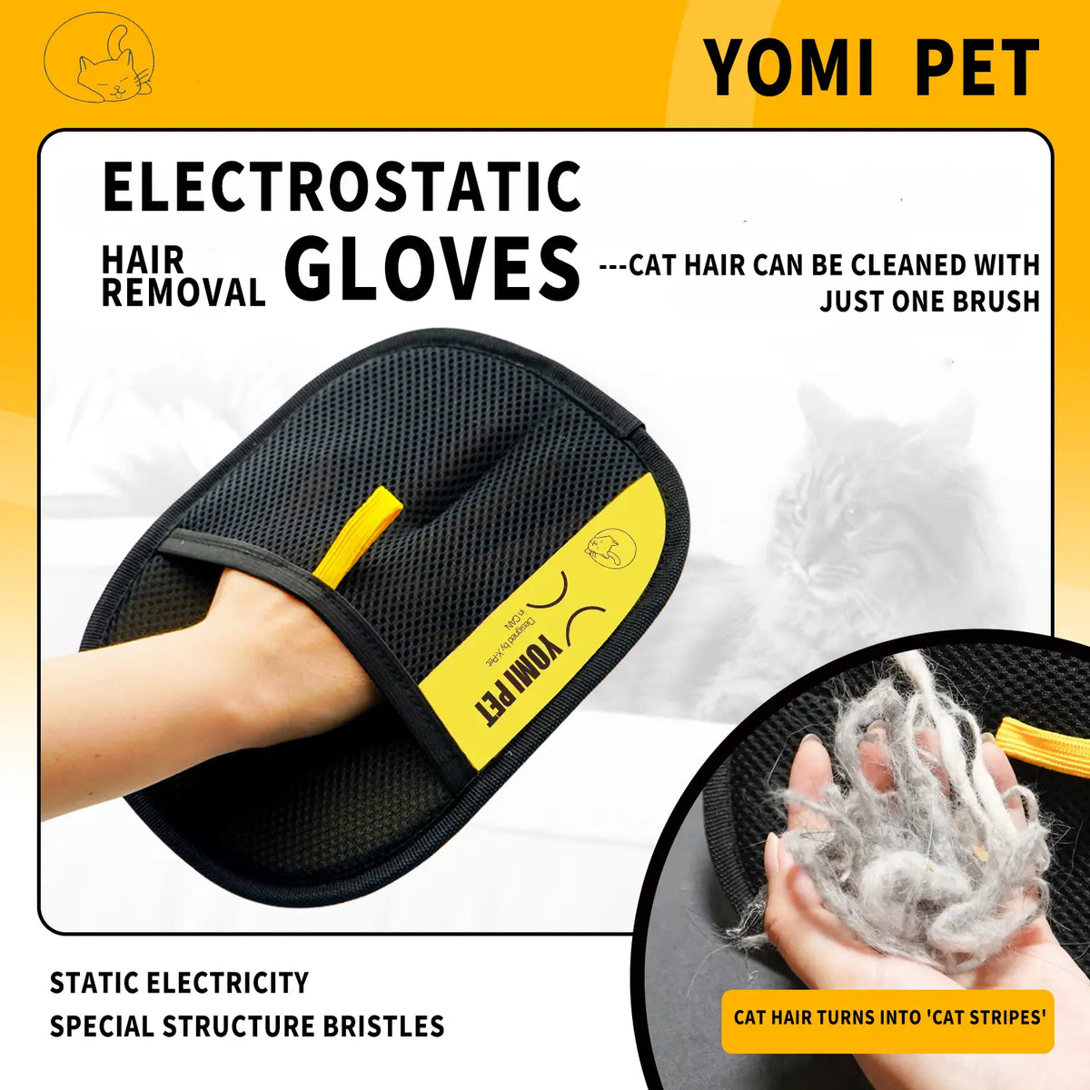 2 PCS Pet hair remover Electrostatic gloves