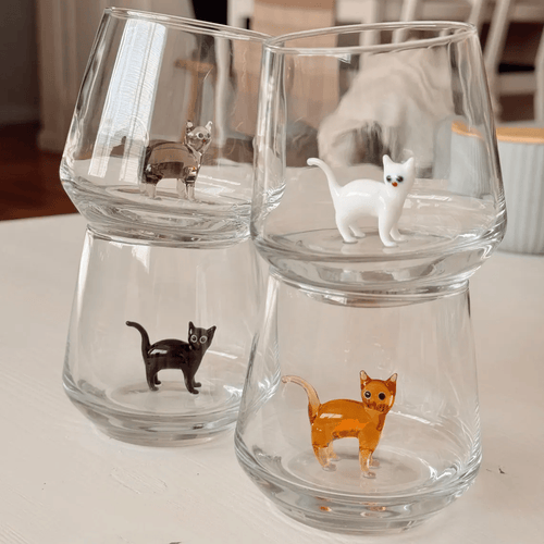 🐱 Handmade Murano-Style Cat Wine Glass – Whimsical Art Glass for Cat Lovers 🍷✨