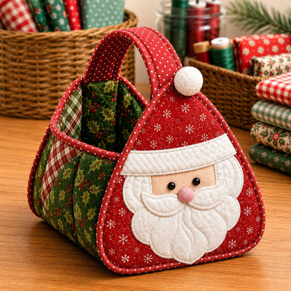 🎄 Christmas Quilted Carry Basket – DIY Sewing Kit & Finished Basket 🎁