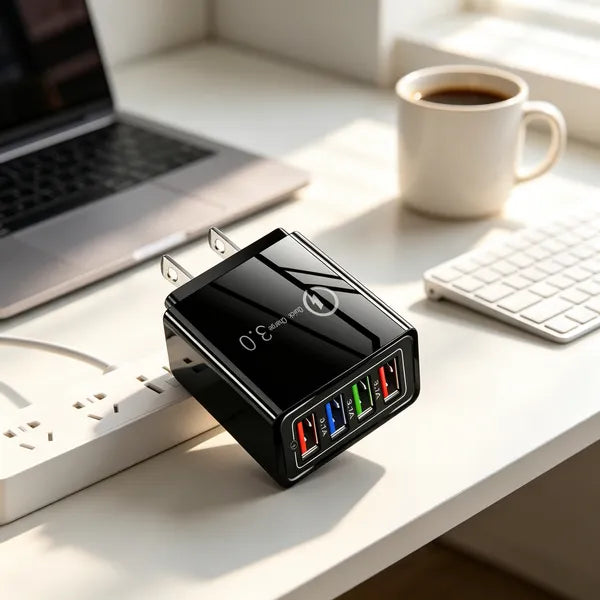 Four-Port Travel Charger for Extended Phone Battery Life