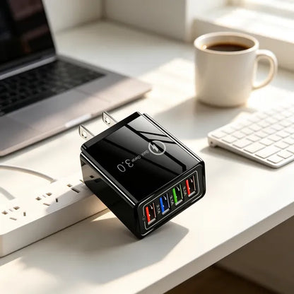 Four-Port Travel Charger for Extended Phone Battery Life