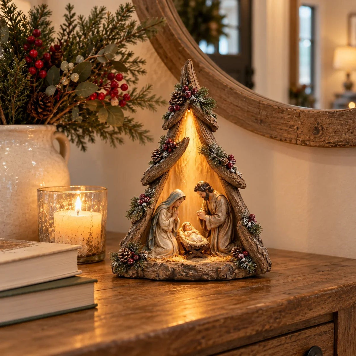 ⏰ LAST DAY 50% OFF - Old-World Lighted Nativity Trees