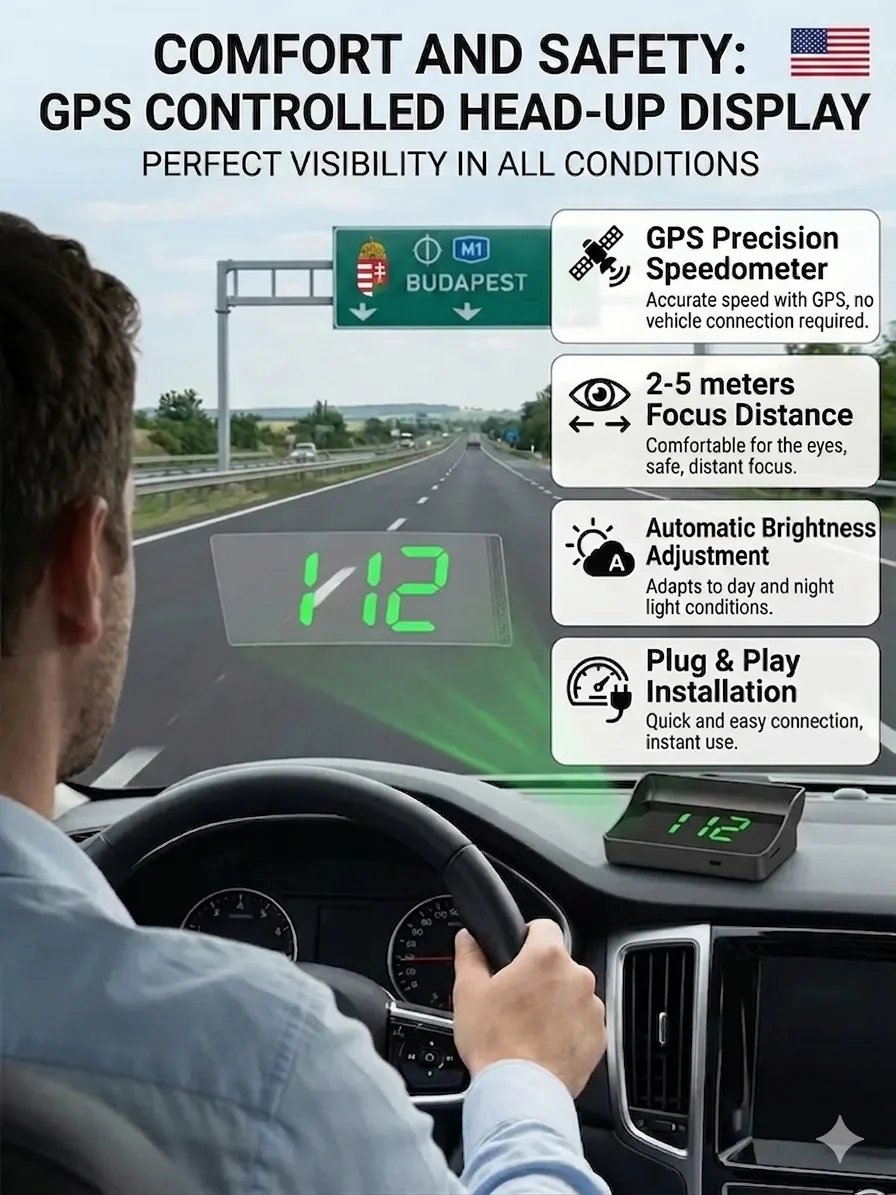 【Smart In-Car HUD Co-Pilot】Works on Sedans, SUVs, Pickups, RVs, and More! 30-Day Risk-Free Trial