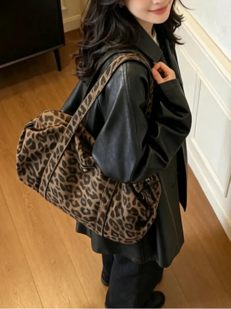 Medium Leopard Print Luggage Bag