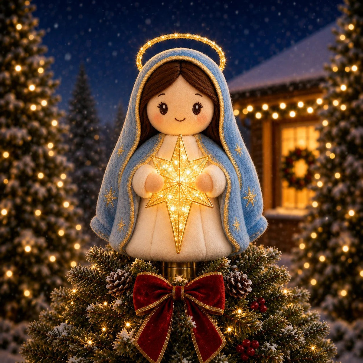 Faith-Inspired Jesus & Mary Christmas Tree Topper