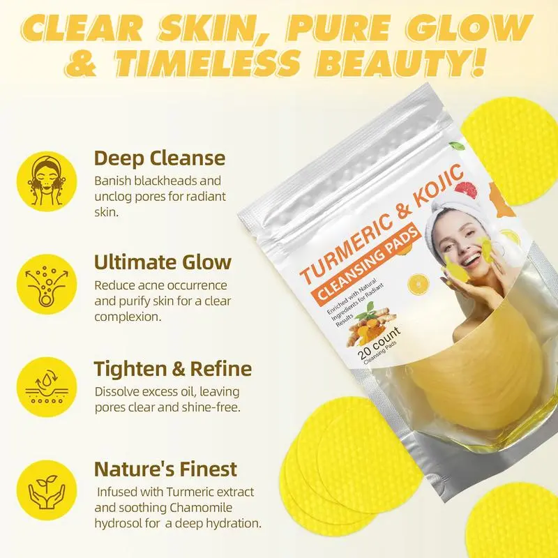 Turmeric & Kojic Cleansing Pads - 20pcs Deep Clean
