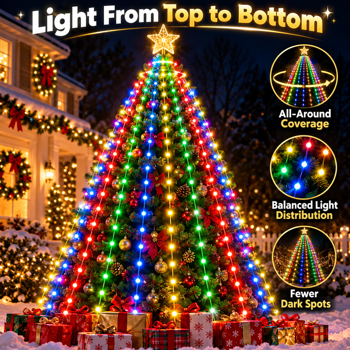🎄 Christmas Tree Canopy Lights – Easy Full-Tree Holiday Light Display