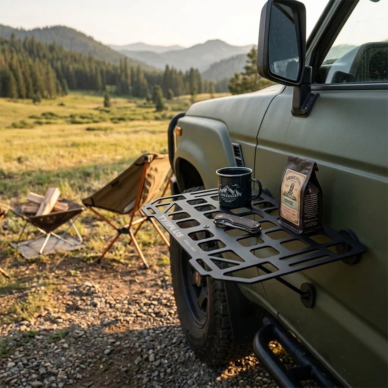 Rugged Magnetic Vehicle Table | Portable Camping Table with Mesh Surface