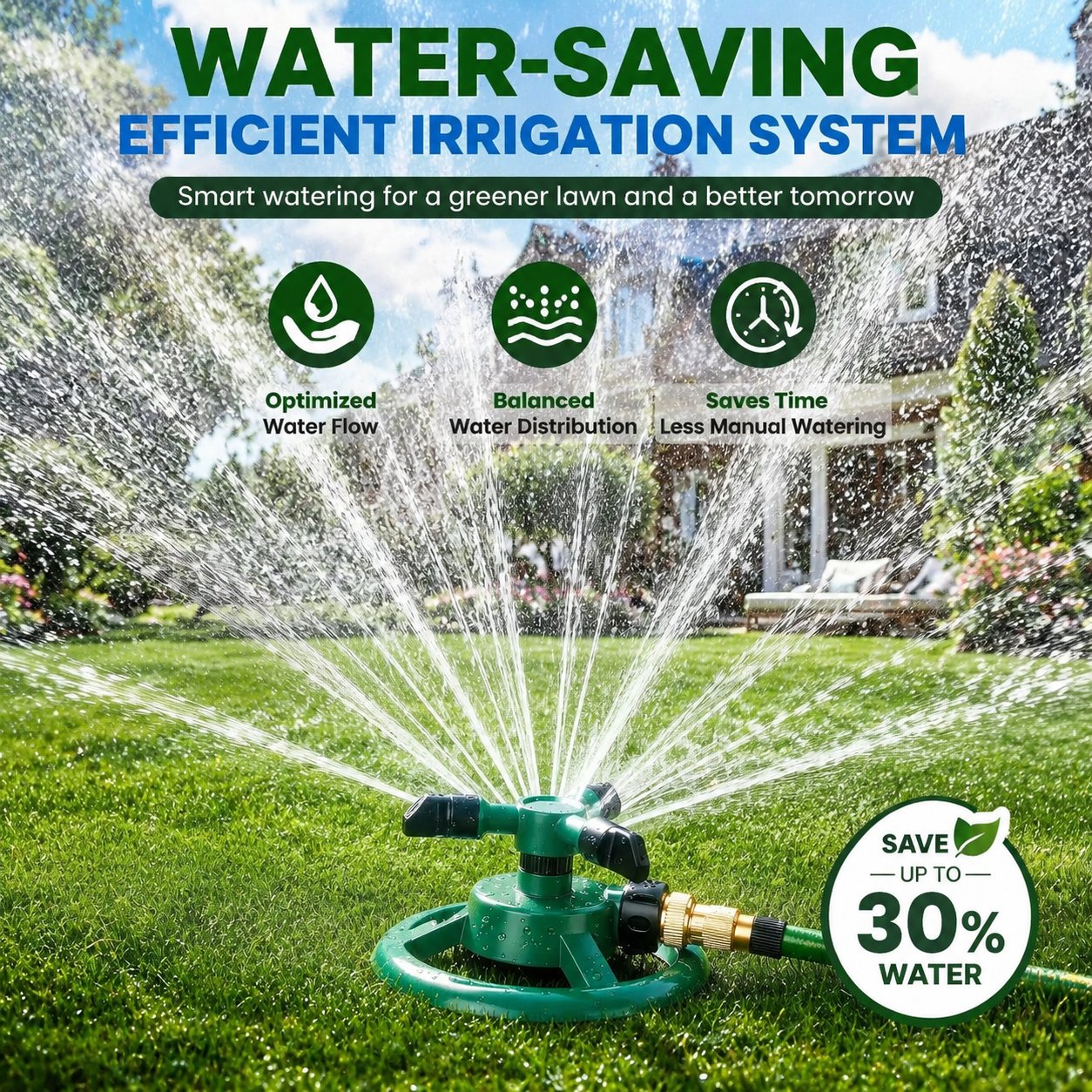 🚿 Automatic 360° Rotating Lawn Sprinkler
