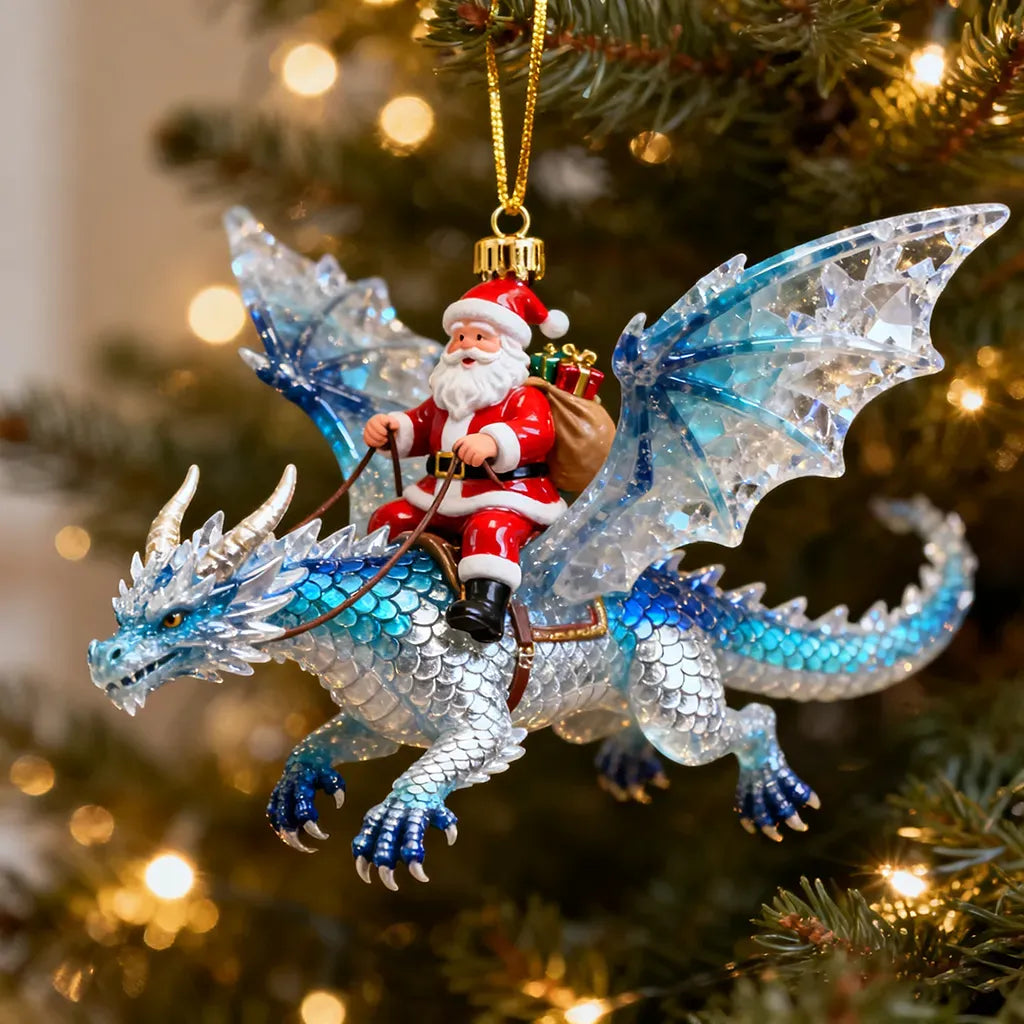 🎅Santa Riding Dragon Christmas Ornaments – 6-Piece Fantasy Collectible Set