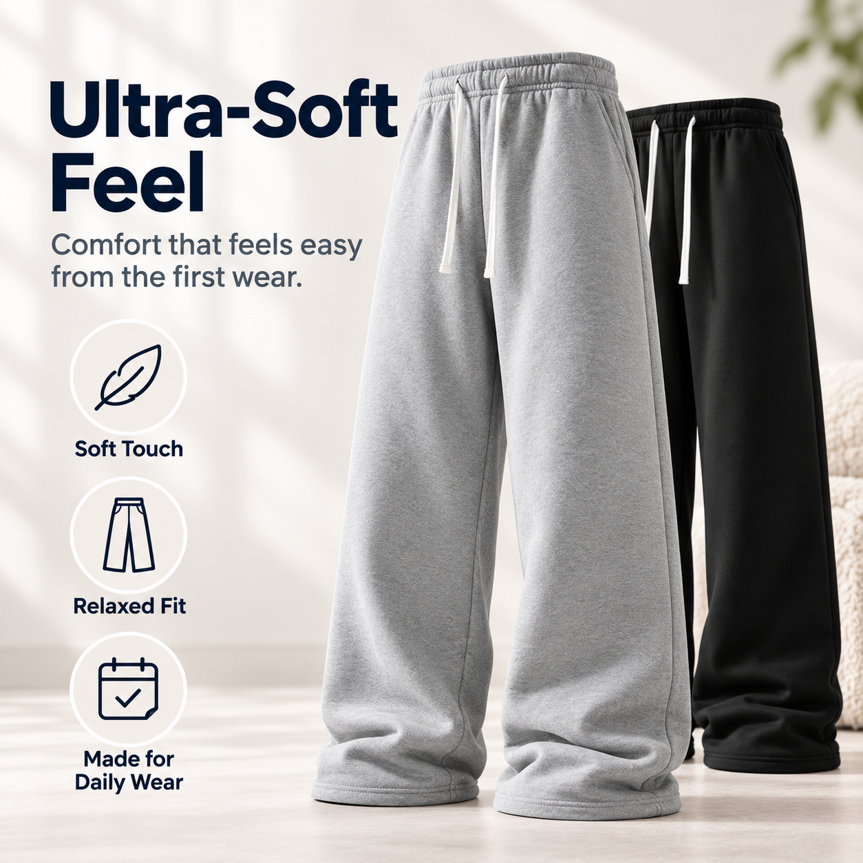 4-Pack  Ultra-Soft Wide-Leg Sweatpants