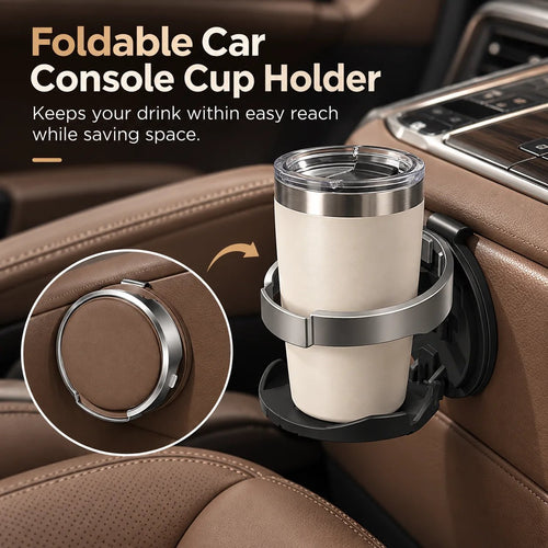 Foldable Car Cup Holder with Hook for Space-Saving Storage